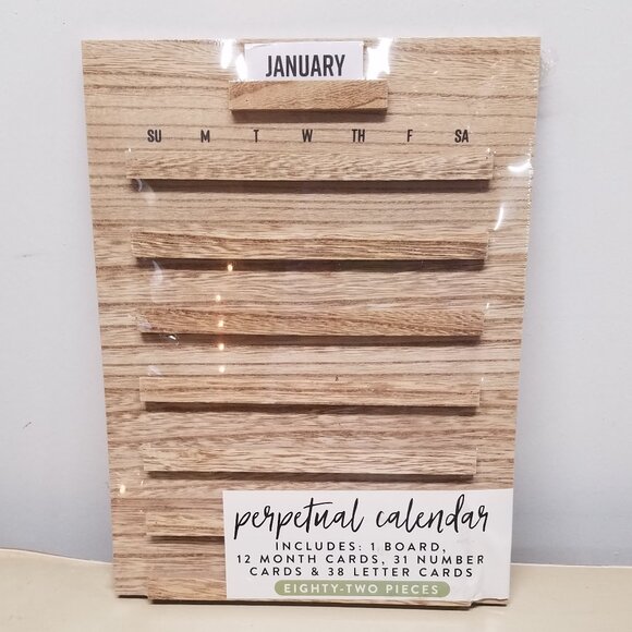 Brand New Perpetual Natural Wooden Calendar w/ Month, Letter and Number Cards - Picture 1 of 7